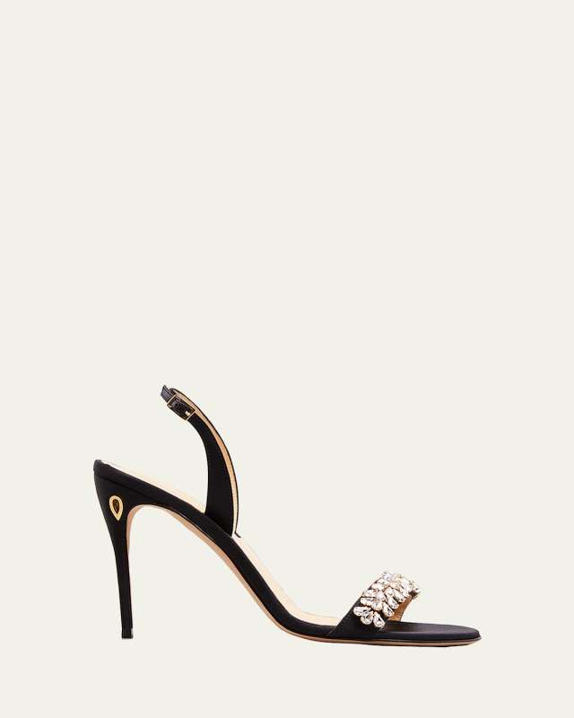 Tommaso Crystal Satin Halter Sandals